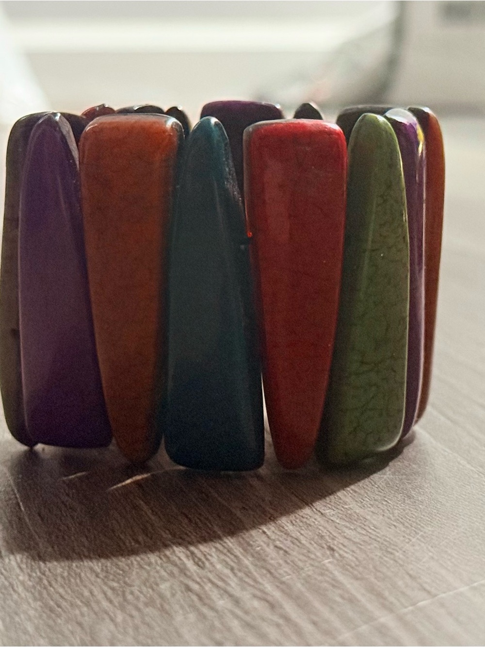 Multicolor Teardrop Stretch Bracelet - Vibrant Stone Accent
